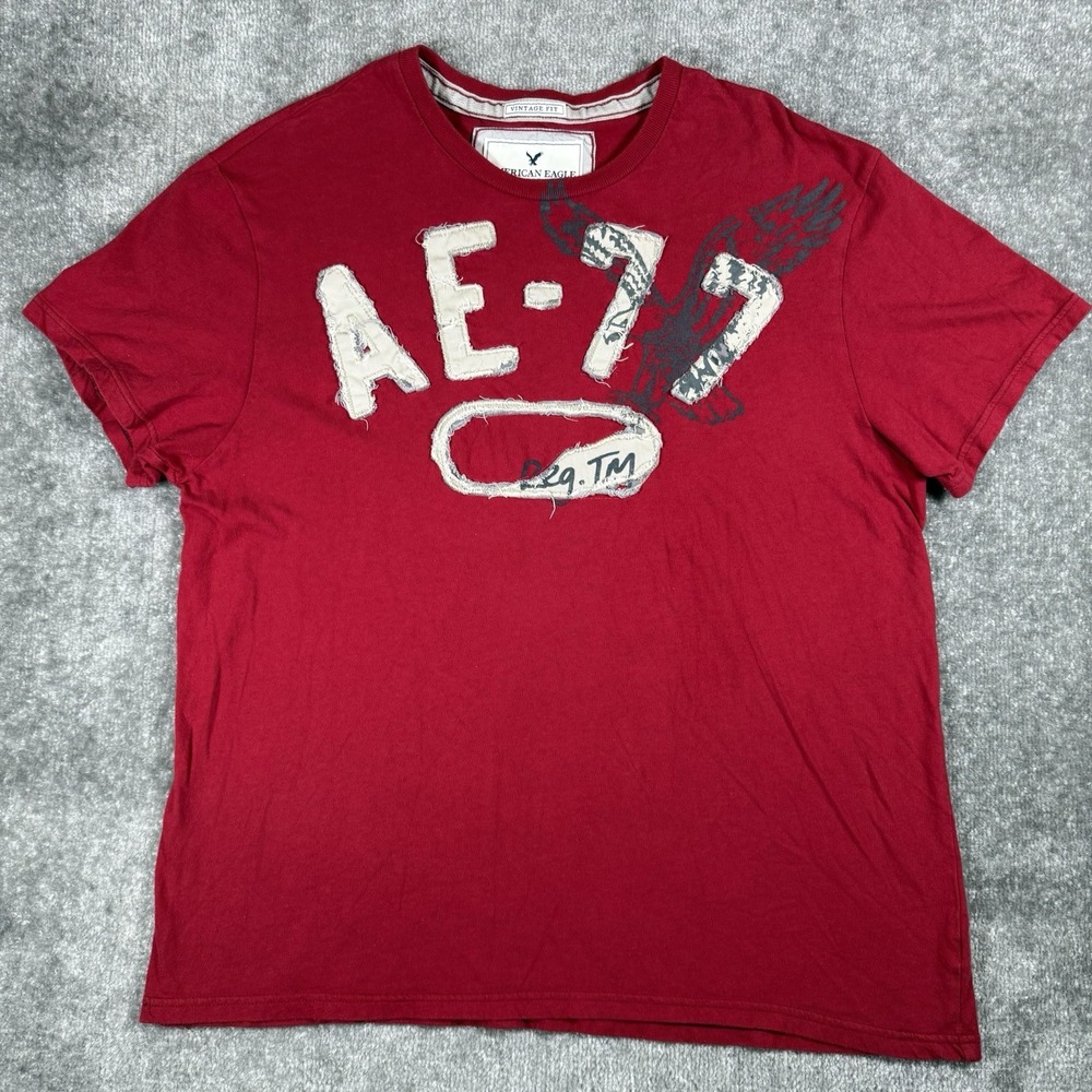 American Eagle T-Shirt Men's XXL Red Logo Short Sleeve Crew Neck